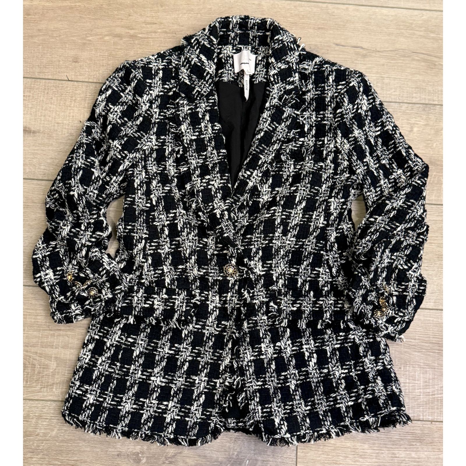 New Cinq A Sept Black Ivory Khloe Boucle Tweed Blazer Jacket Sz 4